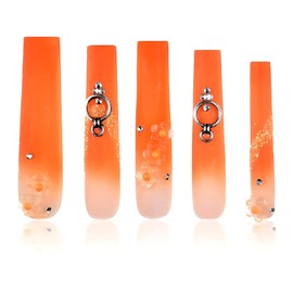Tmani Juego De 10 Uñas Postizas Extralargas Hechas A Mano, Estilo Ballet, Cuadradas Y Largas, Con Purpurina De Diamante, Ideales Para Fiestas Y Cumpleaños (173, Talla L)