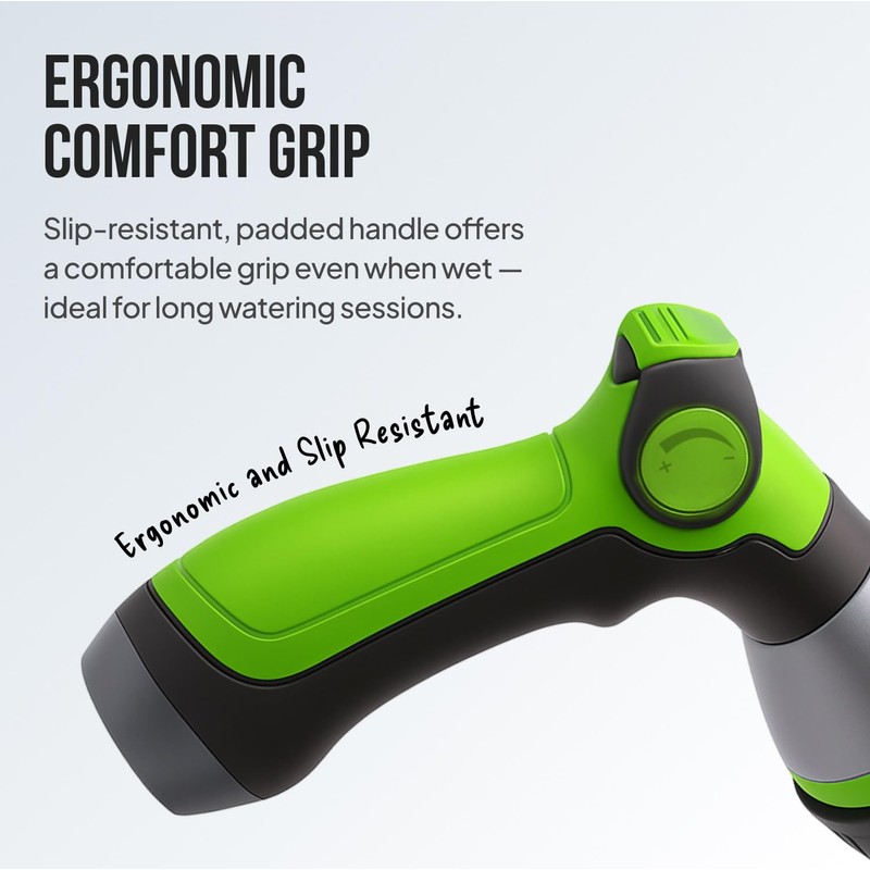 Garden Hose Nozzle – 8-Pattern Hose Sprayer with Thumb Control