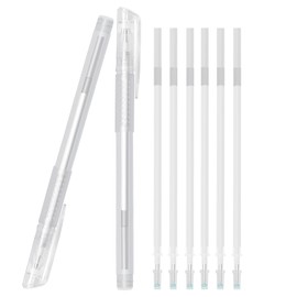 2pcs Skin Marker Pen, Eyebrow Microblading Marker Pen, Eyebrow Mapping Pen Stencil with 6 replacement refills (White), Eyebrow Makeup Position Mapping Mark Tools