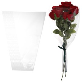 PATIKIL Flower Wrapping Bag, Kraft Paper 100 Pack, Transparent Floral Bouquet Packing Sleeves for Wedding Birthday Graduation Anniversary Arrangement Gift, 15.7x9.8x3.1