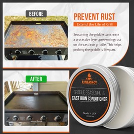 AWEASROY Griddle Seasoning for Blackstone and Cast Iron and Carbon Steel Seasoning, Maintain a Cleaner Non-Stick Skillet, 7 Ounce(2 Packs)