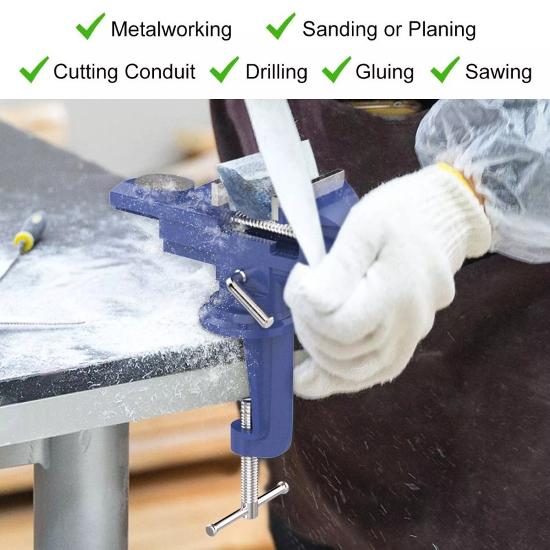 Housolution Universal Table Vise 3 Inch, 360°Swivel Base Bench Clamp