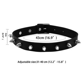 JJDreams Gothic Choker Spikes Studded Choker PU Leather Collar Women's Punk Choker Black Choker Simple, Stainless Steel, No Gemstone