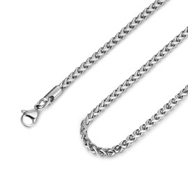 HZMAN 6.0mm Stainless Steel Silver Wheat Chain Necklaces for Men Women Classic Cool Link Chain Necklace Jewelry Gift 16" -30" (Silver,26)