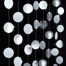 Glitter Silver Paper Circle Dots Party Hanging Streamer Birthday Party Decorations Engagement Party Backdrop Twinkle Bridal Shower Wedding Baby Shower Bachelorette Christmas Supplies
