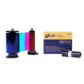 IDP Genuine SMART-31 and SMART-51 Series Card Printer Ribbon - YMCKO Color, Resin Black & Overlay Panel Ribbon w Cleaning Roller, 250 Cards/roll (Not 