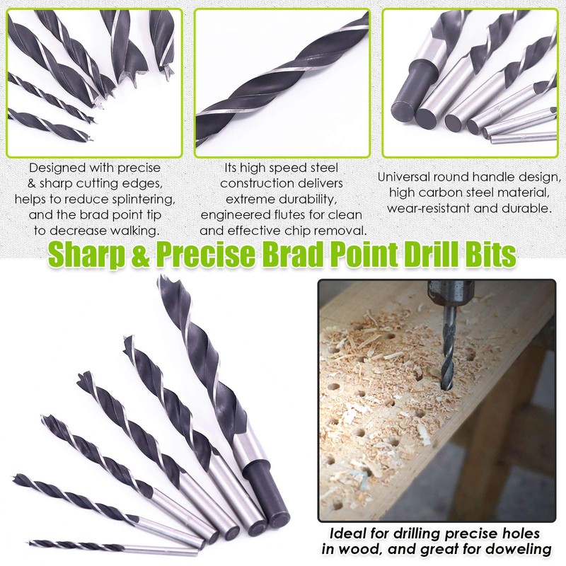 Keadic 23Pcs Dowel & Tenon Center & Drill Bits Set,