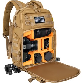 Camera Backpack for DSLR/SLR/Mirrorless Photography Camera, Tactical Camera Bag Case Water-resistant Travel Backpack with 15.6" Laptop Compartment Compatible with Canon/Nikon/Sony/DJI Mavic Drone