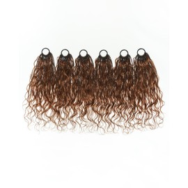 24" Bora Bora Crochet Braids With Loose Body Wave Human Hair Boho Curls 120 Strands/Pack - Ombre Brown 1/30