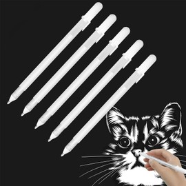 Fine Point White Gel Pen Set,0.8mm Nibs Rollerball Gel Pens for Black Paper,White Ink Pens for Art,Colouring,Sketching,Drawing,Adult Coloring Books,Illustration,Note-Taking,Writing (5pc-white)