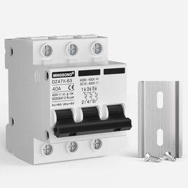 MINGSONG DC Solar Panels Disconnect Switch 40 Amp Solar Shut Off Switch 12V-400V 3 Poles AC Miniature Circuit Breaker for PV Homes, AC 110V DIN Rail MCB