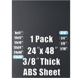 ABS Plastic Sheet 3/8 Inch Thick 24" x 48" (1-Pack),Two-Sided Heat Moldable Panel (Thermoplastic Textured Front & Smooth Back), Black Thermoform Board Great for DIY Projects, Decor, Handcrafts