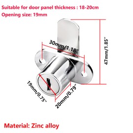 Qrity 1 Piece Cabinet Locks Letterbox Lock, with Different Keys, Single Door Furniture Locks for Shoe Cupboards, Zinc Alloy, Cylinder Diameter:19MM