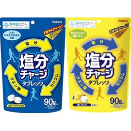 [Kabaya Salt Charge Tabretts Set of 2] Salted Lemon Flavor & Sports Drink Flavor, 2.8 oz (81 g) x 3 Bags Each (6 Bags Total)