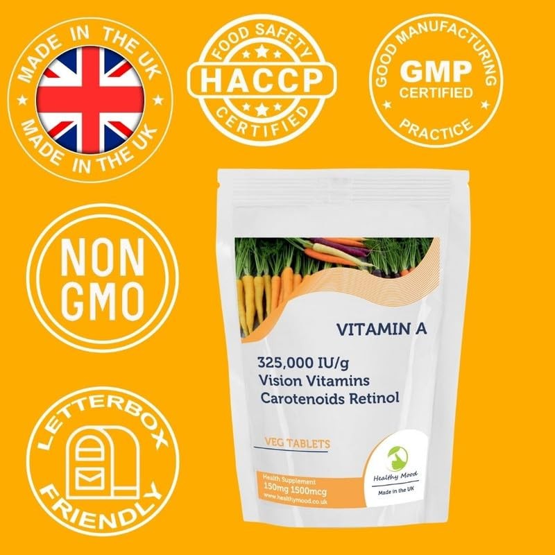 Vitamin A 150mg (1500mcg/325,000 IU/g) Tablets - Carotenoids, Retinol, Essential