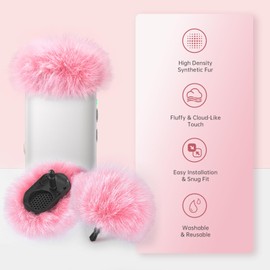 PhantAccy Microphone Windscreen for DJI Mic-2, Replacement Pop Filter & Wind Muff, Anti-Pop & Noise Canceling Fuzzy Cover, Only for DJI Mic-2 Wireless Microphone (Not for DJI Mic-1) (4PCs-Pink)