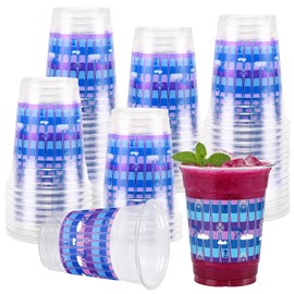 50 Pcs Video Game Plastic Birthday Party Cups, 12 Oz Clear Disposable Cups Set Set Coffee Wine Tea Drinks Container Home Battle Gaming Themed Holiday Party Favors Supplies Decoration