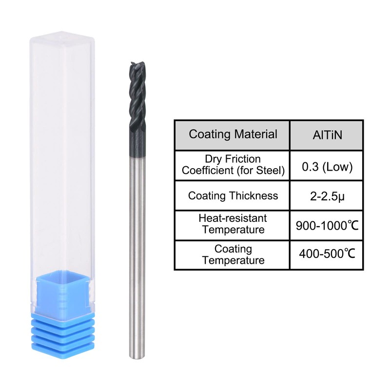 sourcing map Square Nose End Mill, 4mm Tip Dia Solid