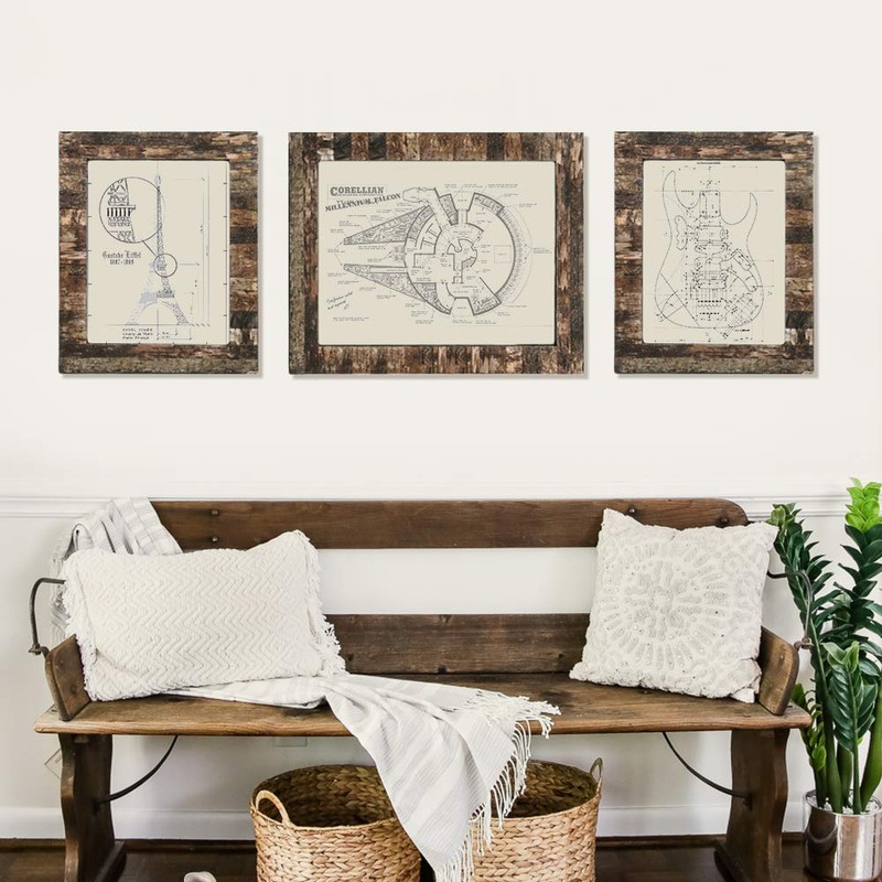 Eosglac Rustic 8.5x11 Wooden Picture Frame, Handmade with Real Birch