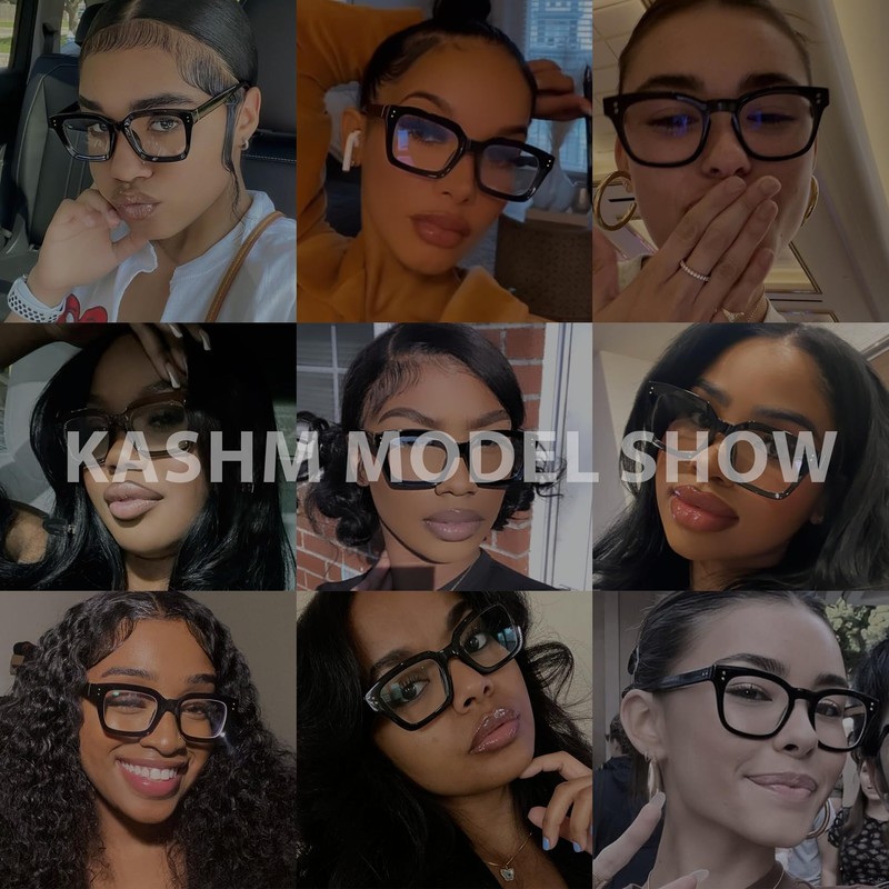 Kashm Thick Square Frame Glasses for Women Men Retro Non-prescription
