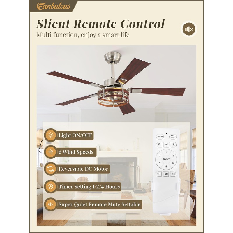 Fanbulous Farmhouse Ceiling Fans with Light, 48 Inch Bedroom Ceiling