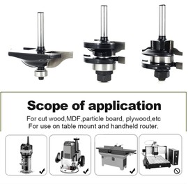 3PCS Cabinet Door Router Bit Set 1/4 Shank, Raised Panel Router Bits, Ogee Rail and Stile Router Bit Set, Professional Cabinet Router Bits for Making Cabinet Door Frames & Window, by SICWOOD