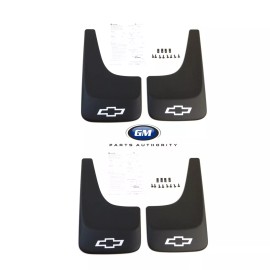 General Motors 2014-2018 Silverado Tahoe Front & Rear Splash Guards Flat W/ Contour White Logo