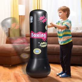 Kinder Aufblasbarer Boxsack | Boxsandsack Für Fitness-Übungen | Rutschfester Aufblasbarer Boxsack Für Kleinkinder Zum Trainieren Für Zuhause Draußen Und Drinnen