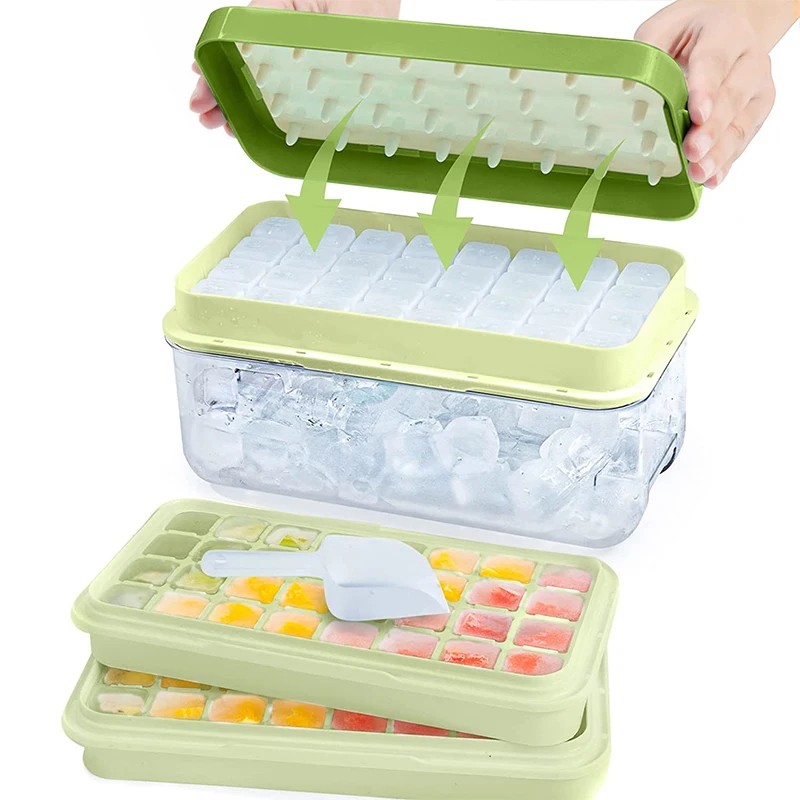 64-Cube Ice Tray Set for Freezer – Easy-Press Silicone Molds