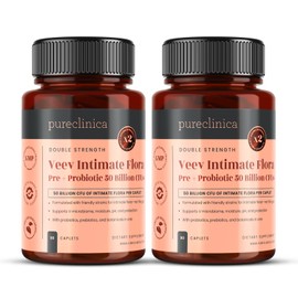 Veev Intimate Flora – Vaginal & Gut Microbiome Support – 50 Billion CFU Probiotics with Prebiotics, Cranberry, D-Mannose & Hyaluronic Acid – 180 Caplets (2 x 90) – 6-Month Supply