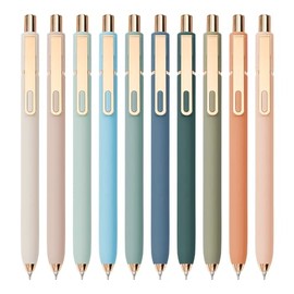 Linbsunne Bolígrafos de gel de tinta negra para oficina 0.5mm de punta fina, escritura suave, retráctiles (clip dorado de metal - 10 piezas)
