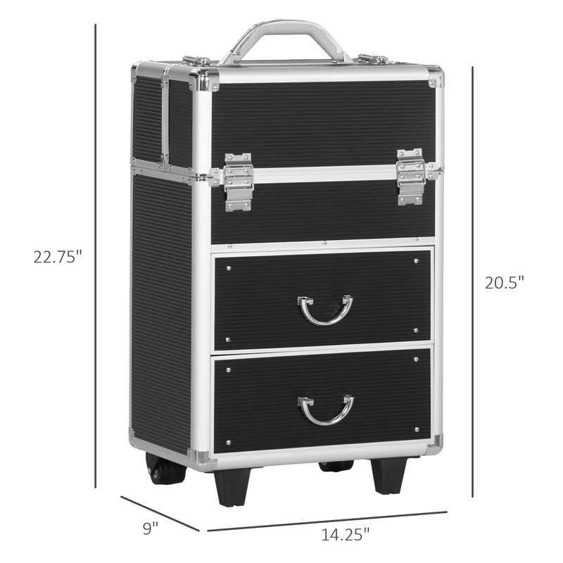 Vivastate Portable Rolling Makeup Train Case with Large Storage and