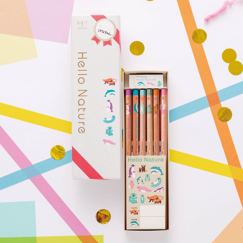 Tombow MP-KHN2-2B Hello Nature Pencil 6 Patterns Gift Set with