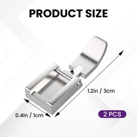 SATUY 2Pcs Zipper Sewing Machine Presser Foot, Zinc Alloy Sewing Machine Foot for Most Low Shank Snap on Sewing Machines, Silver