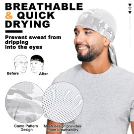 YANIKY Do Rags Bandana Cap Men Women Sun Protection Quick Drying Cycling Cap Summer Hat (US, Alpha, One Size, White)