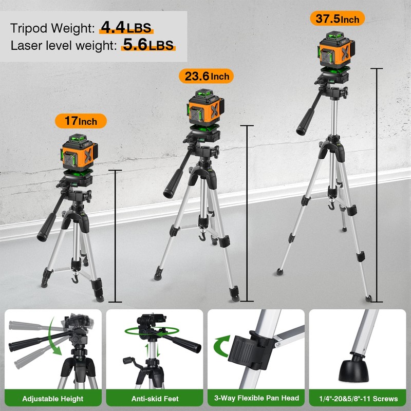 Alloyman Laser Level 4 X 360°Self Leveling with Tripod, 16