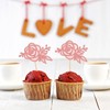 Keaziu 24 Pcs Rose Flower Cupcake Topper Picks Pink Roses