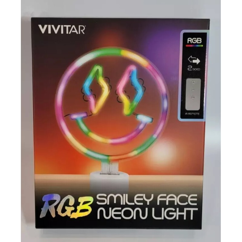 VIVITAR RGB Smiley Face Neon Desk Light With Remote