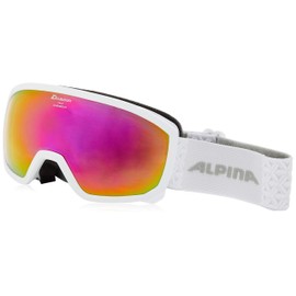 ALPINA Scarabeo JR. Q-Lite Mirrored Contrast Enhancing OTG Ski Goggles with 100% UV Protection for Children, White, One Size