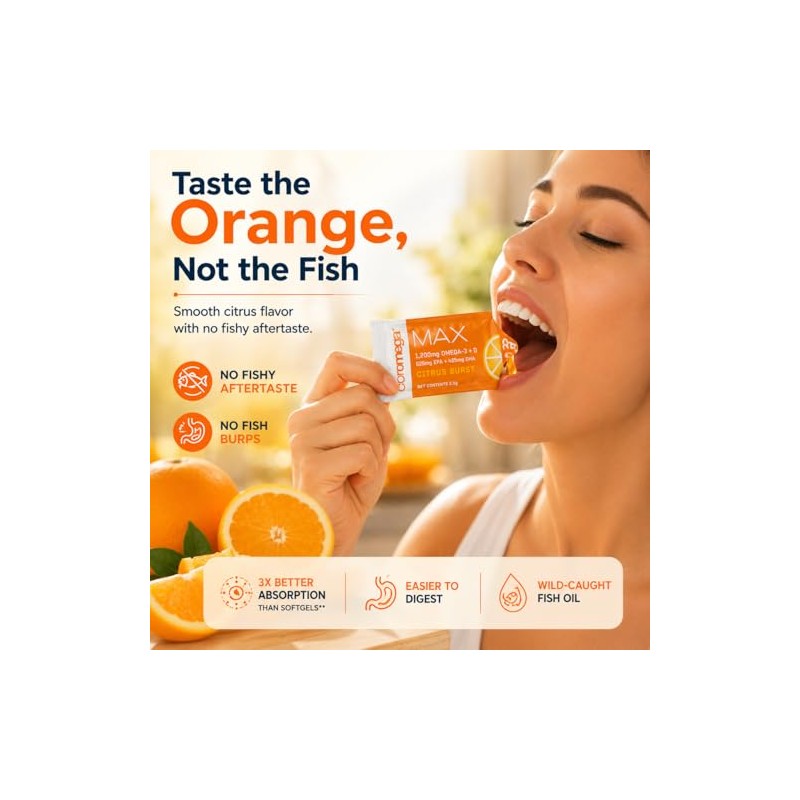 Coromega Max High Concentrate Omega-3 Fish Oil Squeeze Packets, DHA