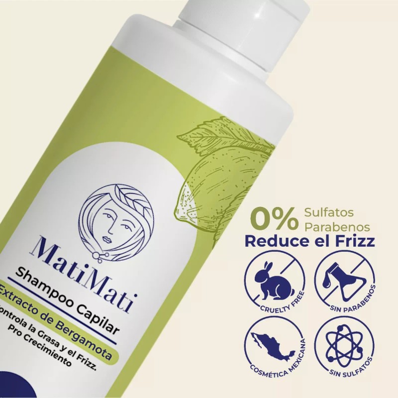 Matimati Shampoo Bergamota Procrecimiento Sin Sulfatos Matimati 425ml