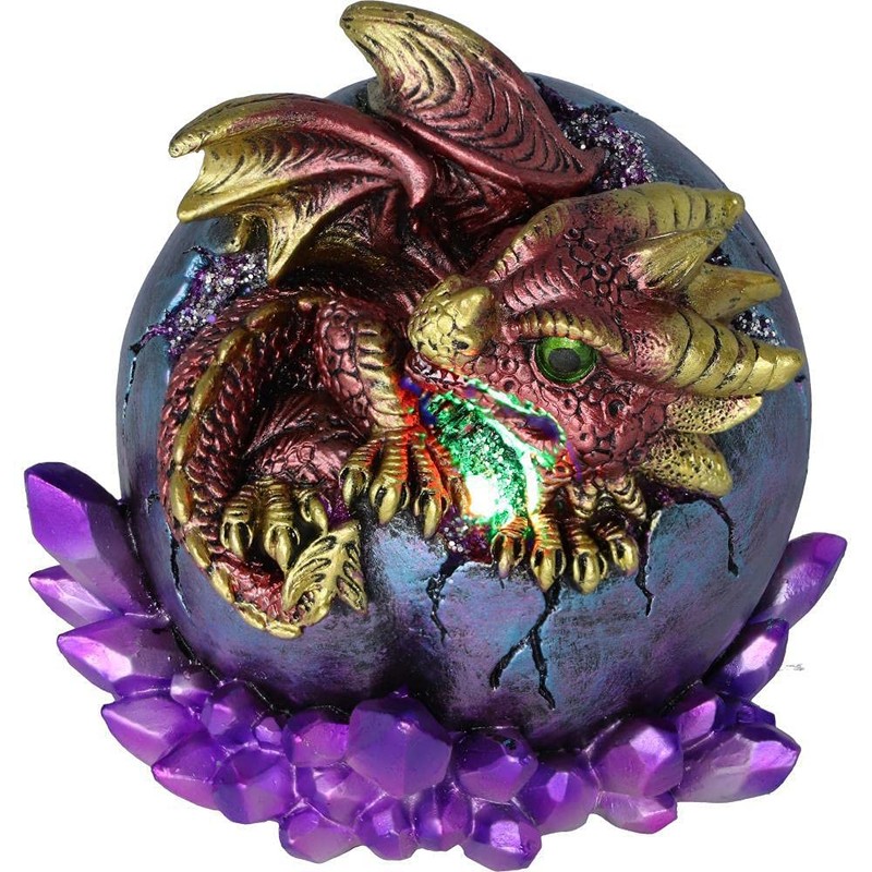 Nemesis Now Crimson Hatchling Glow Dragon Red Dragonling Crystal Figurine,