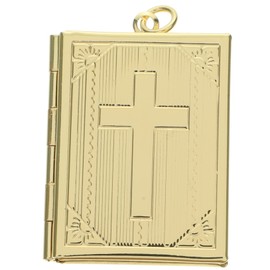 KOMBIUDA Vintage Women's Name Necklace Locket Pendant Cross Pattern Diy Photo Frame Charm Copper Material Present for Loved Ones