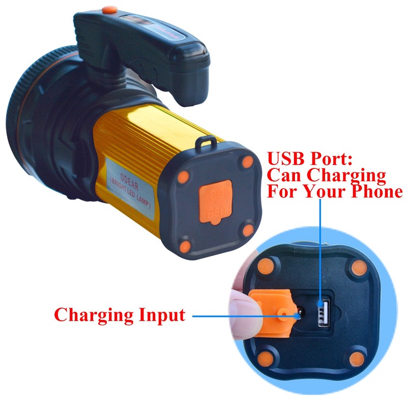 Odear Super Bright Torch Searchlight Handheld Portable LED Spotlight USB