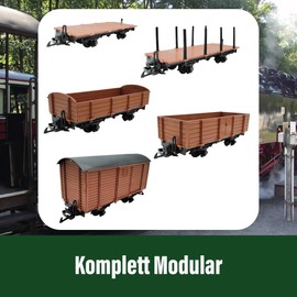 ML-Train Covered freight wagon, brown, self-construction wagon, garden railway gauge G