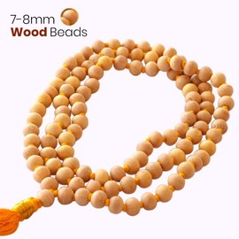 HealthAndYoga(TM) NatureSooth Mala Beads - Superior Grade Tulsi Wood
