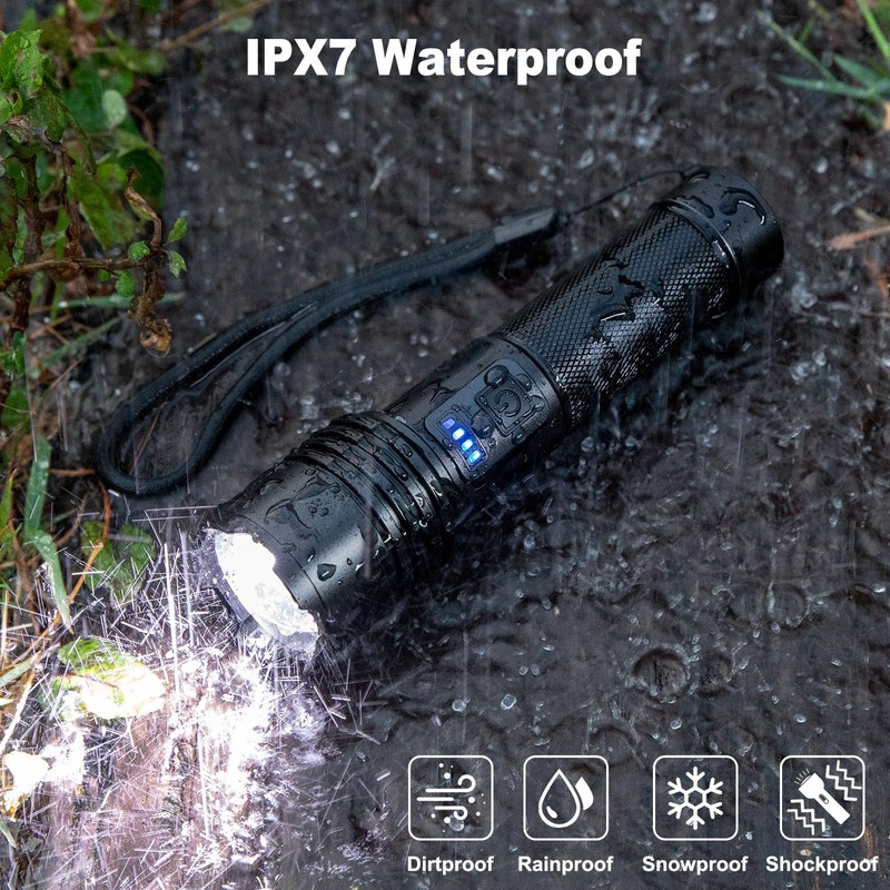 KINGCAESAR 3 Pack Rechargeable Flashlights 90,000 High Lumens, Super Bright