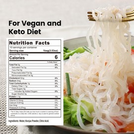 Hethstia Shirataki Noodles, 10 Packs Konjac Noodles Pasta Angel Hair, Low-Calorie (6 Kcal), Low GI, Vegan, Keto, 56.5oz Low Carb, Gluten Free and Sugar-Free, Healthy Diets, Ready to Eat
