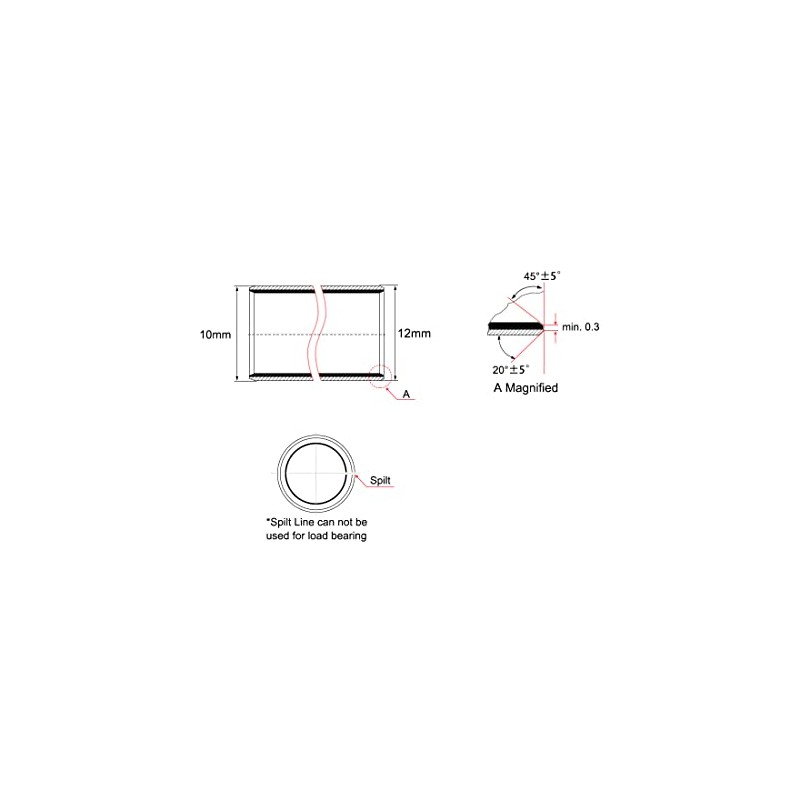 sourcing map Sleeve Bearings 10 mm Bore x 12 mm