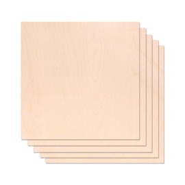 12 Pieces 1/8" x12" x 12" Craft Wood Birch Wood Sheets Thin Wood Slices Craft Project Board Unfinished Plywood for Laser Cutting DIY Wooden Plate Model Wooden House Aircraft School Wood Engraving
